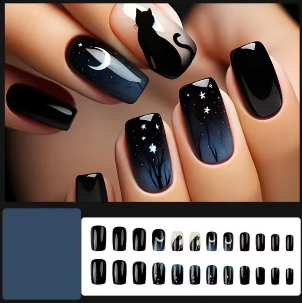 🐢2/$15 The Cat and the Moon Press On Nails - Picture 2 of 9